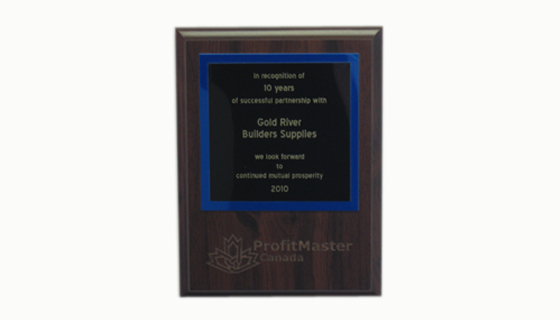 Awards & Recognition - ProfitMaster Plaque